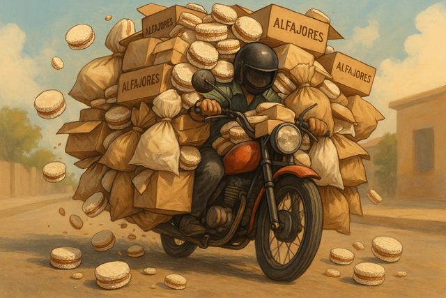 MOTO LLEVANDO MUCHISIMOS ALFAJORES